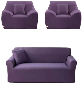 Set huse elastice pentru canapea 3 locuri si 2 fotolii, lila, HES-01LL