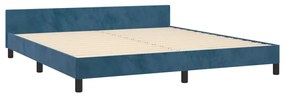 Cadru de pat cu tablie, albastru inchis, 180x200 cm, catifea Albastru inchis, 180 x 200 cm, Design simplu