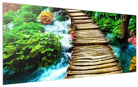 Tablou cu poteca din lemn peste râu (120x50 cm), în 40 de alte dimensiuni noi