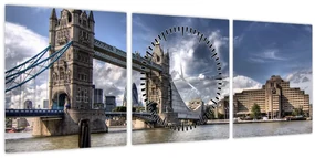 Tablou - Tower Bridge din Londra (cu ceas) (90x30 cm)