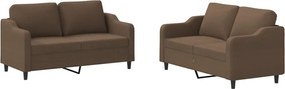 vidaXL Set de canapele cu perne, 2 piese, maro, textil