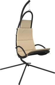 vidaXL Scaun balansoar grădină, cu pernă, crem, textil oxford și oțel