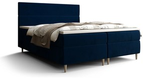 Pat matrimonial Boxspring 140 cm Flu Comfort (albastru închis) (cu saltea și sp. depozitare). 1055914