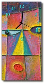 Ceas de perete din sticla vertical imprimare color arta abstractă