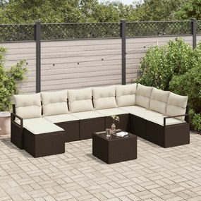 Set de canapea vidaXL cu 8 piese și perne, ratan gri