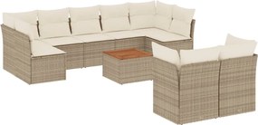 vidaXL Set canapele de grădină cu perne, 10 piese, bej, poliratan