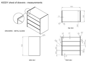 Comodă pentru copii Vipack Kiddy, alb