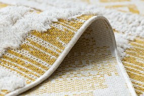 Covor ECO SISAL BOHO MOROC Caro 22297 franjuri - două niveluri de lână galben / cremă, covor reciclat