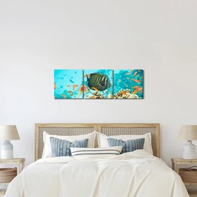 Tablou lumii submarine (cu ceas) (90x30 cm)