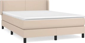vidaXL Pat box spring cu saltea, cappuccino, 140x190cm piele ecologică