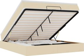 vidaXL Cadru de pat otoman cu saltea crem 180x200cm stofa