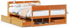 vidaXL Cadru de pat fără saltea, maro ceruit 140x200 cm lemn masiv pin
