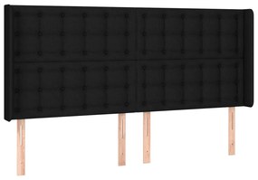 3120022 vidaXL Tăblie de pat cu aripioare, negru, 163x16x118/128 cm, textil