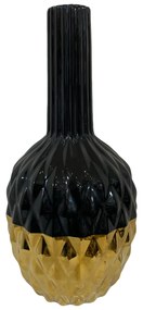 Vaza ceramica Diamonds 32cm, Negru Auriu