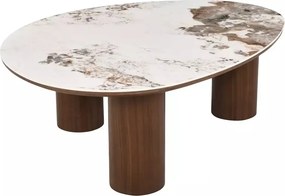 Măsuță de cafea Adelis alb lucios / nuc – L110 x l80 cm