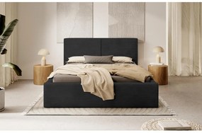 Pat matrimonial 180 cm Fatime (cu somieră) (cu sp. depozitare) (negru). 1099159