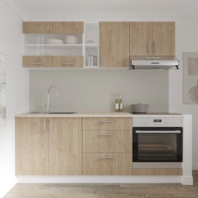 Set haaus V12, Lemn Natural/Alb, Blat Thermo 28 mm, L 200 cm