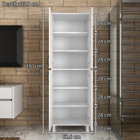 Dulap Bucatarie Cheriff cu 4 usi, Alb, 63 x 191 x 36 cm