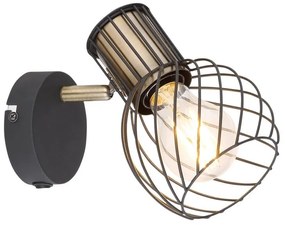 Aplica de perete design industrial ARGUSTO negru, auriu