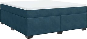 vidaXL Pat box spring cu saltea, albastru închis, 180x200 cm, catifea