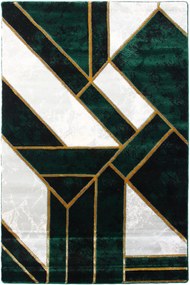 Covor geometric - Verde / Auriu