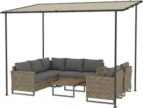 Outsunny Pergolă de grădină, pergolă adosată tonelă de grădină cu structură metalică și orificii de drenaj, 3 x 2 m, crem | Aosom Romania