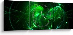 Tablou - abstracție verde (cu ceas) (90x30 cm)