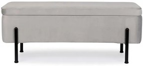 Bancheta cu spatiu pentru depozitare gri/negru din catifea si metal, 110 cm, Irina Bizzotto