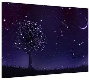 Tablou pe sticlă - Noaptea în ilustrație (70x50 cm)