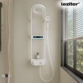 Set de duș digital Tropic cu baterie termostatică, alb