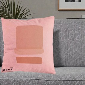Perna Decorativa Abstract Forme Bej Poudre, 40x40 cm, Roz, Husa Detasabila, Perna Inclusa, BEKZ®