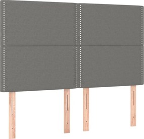vidaXL Tăblie de pat gri închis 144x5x118/128 cm, material textil