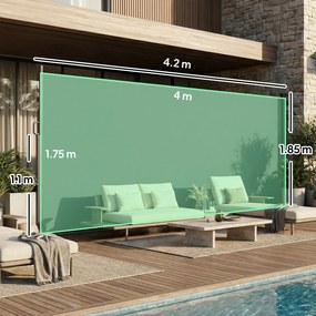 Outsunny Paravan Lateral Retractabil Impermeabil și UV50+, din Aluminiu, Oțel și Poliester, 420x185 cm, Gri Închis | Aosom Romania