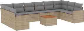 vidaXL Set canapele de grădină cu perne, 11 piese, bej, poliratan
