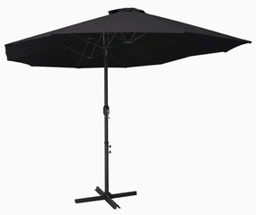 Umbrela de soare exterior cu stalp aluminiu, negru, 460x270 cm Negru