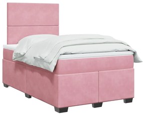 vidaXL Pat box spring cu saltea, negru, 120x190 cm, catifea