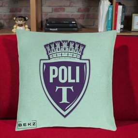 Perna Personalizata Poli Timisoara Fotbal, 40x40 cm, Verde Menta, Husa Detasabila, Perna Inclusa, BEKZ®