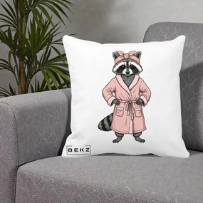 Perna Decorativa Albinuta Kawaii Vesela, 40x40 cm, Alba Mata, Husa Detasabila, Perna Inclusa, BEKZ®