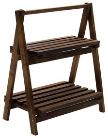 Raft cu 2 niveluri - suport pentru plante Fenno lemn de culoarea nuc 58x34x67cm