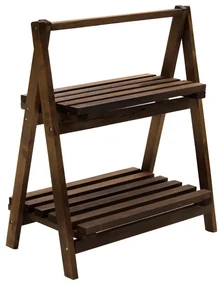 Raft cu 2 niveluri - suport pentru plante Fenno lemn de culoarea nuc 58x34x67cm