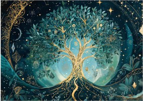 Tablou pe sticlă – Arborele vieții în univers (70x50 cm)
