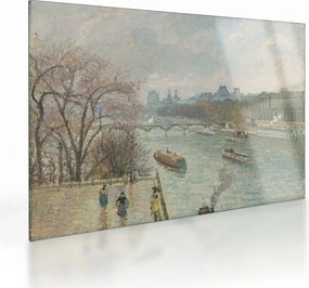 Tablou pe sticlă - Camille Pissarro, The Louvre, Afternoon, Rainy Weather, reproducere (70x50 cm)