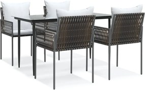 vidaXL Set mobilier de grădină cu perne, 5 piese, poliratan și oțel