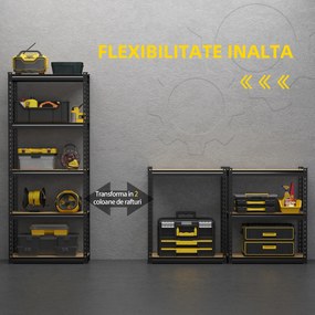 Raft de depozitare cu 5 niveluri, set de 2 din MDF, otel, 70x30x167,5cm negru si maro HOMCOM | Aosom Romania