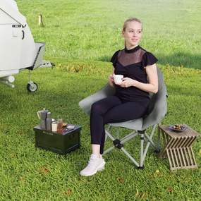 Outsunny Scaun de camping pliabil portabil și ușor cu scaun căptușit, buzunare laterale și sac de transport, gri închis | Aosom Romania