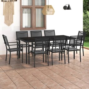 3073519 vidaXL Set mobilier de exterior, 9 piese, oțel