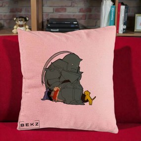 Perna Personalizata Fullmetal Alchemist Alphonse cu Pisici, 40x40 cm, Roz, Husa Detasabila, Perna Inclusa, BEKZ®