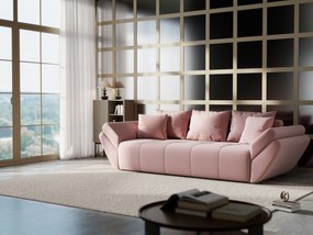 Canapea extensibilă dumonde cu ladă de depozitare si sezut confortabil din spuma high-density, Berlin Royal Pink 250x100 cm