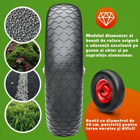 Roabă GREG cu cuvă din plastic, max. 100l/250kg, verde/negru Gardebruk