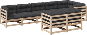 vidaXL Set canapea de grădină cu perne, 8 piese, lemn masiv de pin
